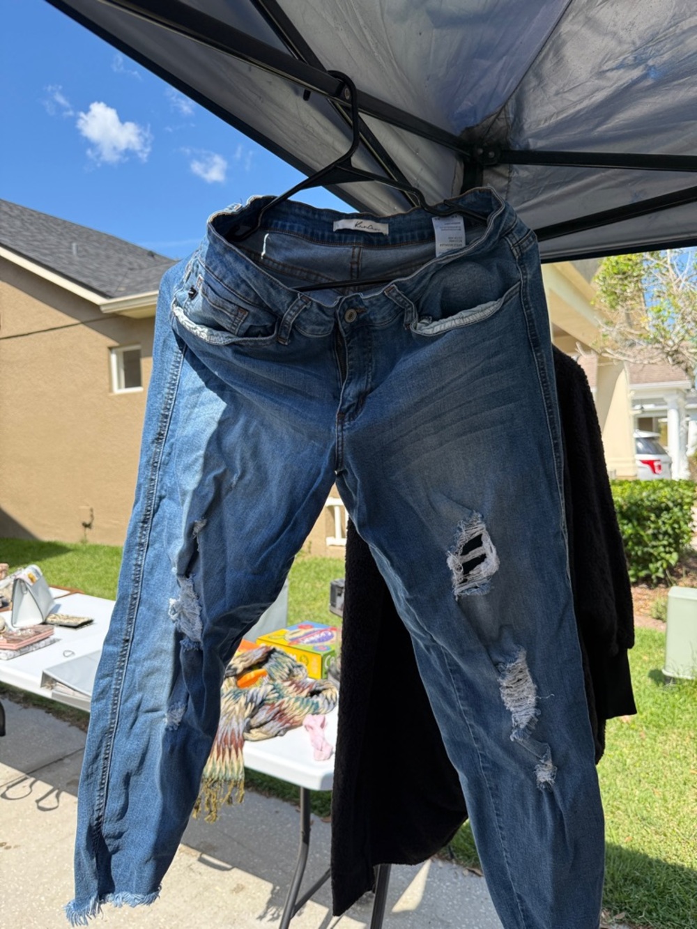 KanCan Distressed Blue Slim Straight Jeans